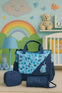 Imported Blue Large Capacity Lightweight Mom Waterproof Diaper Bag BG5529B